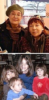 TOP: Jane Trigre ('67--left) and Catherine (Tabory) Shalen ('67): BOTTOM: Catherine's grand-children