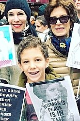  Coco (Corinne Franco) Kopelman with daughter Jill Kargman (left) and grandson Fletch at the women's March in NYC (January, 2017)