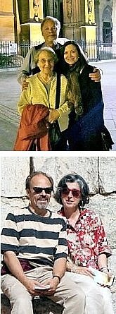 TOP: Ms. Yoka Verdoner (Prof. d'Anglais) with Nina Bernstein ('68) and Roger Liwer ('68)  (Paris, April 2011); BOTTOM: Philippe Velay ('68) and spouse Lydia