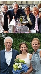 TOP: Left to right: Fred Cabaud ('68), Roger Liwer ('68), Eric Sliman ('68), Jean Polgar ('68) (Paris, July 2012); BOTTOM: Jean Polgar and wife Judith with their daughter Caroline,  at her recent wedding