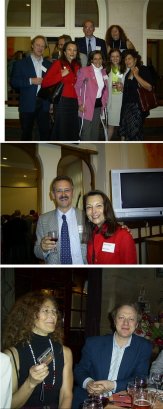 At April 21st Lycee reunion in Paris. From top to bottom: 1) Tout le monde! ;  2) Jean-Noel Marescot and Laurence Falzon; 3) Mar