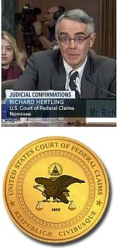 Richards Hertling ('78) and seal of the US Court of Federal Claims