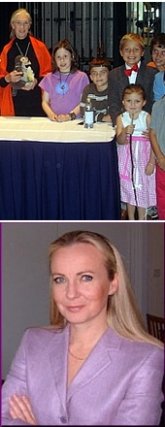 TOP: Amy Nammack's ('80) children (far right) meet Dr. Jane Goodall; BOTTOM: Axelle de Borger ('80)