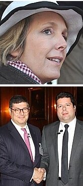 TOP: Maud Leclair ('85); BOTTOM: James Lasry (left) ('85) at Merchant Taylors Hall with Gibraltar's Chief Minister, the Hon. Fabian Picardo MP