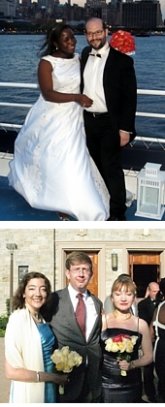 TOP: Micheline Dugu ('87) and husband Dan at their wedding on 8/28/2008; BOTTOM (left to right): Alessandra Gagliardi ('86), Dr