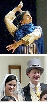 TOP: Leilah Broukhim ('96) in her new show; BOTTOM: Nicholas Harland and spouse Christine