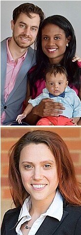 TOP: Christine Phillpotts ('99) and family; BOTTOM: Emilie Rosanvallon ('99)