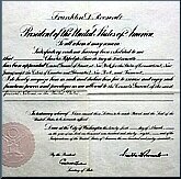 Exequatur signed by Franklin D. Roosevelt in 1938 to authorize the French Consul General in New York City 